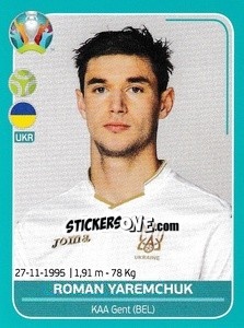 Sticker Roman Yaremchuk - UEFA Euro 2020 Preview. 568 stickers version n. UKR27 - Panini