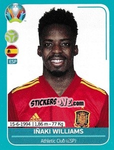 Sticker Iñaki Williams - UEFA Euro 2020 Preview. 568 stickers version n. ESP-A10 - Panini