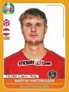 Sticker Martin Hinteregger - UEFA Euro 2020 Preview. 528 stickers version - Panini