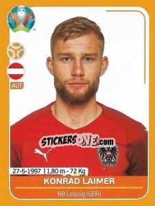 Sticker Konrad Laimer - UEFA Euro 2020 Preview. 528 stickers version n. AUT17 - Panini