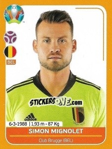Sticker Simon Mignolet - UEFA Euro 2020 Preview. 528 stickers version - Panini