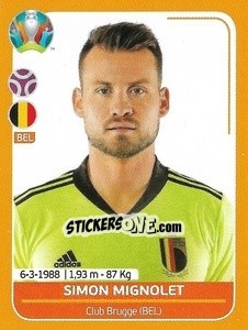 Sticker Simon Mignolet - UEFA Euro 2020 Preview. 528 stickers version n. BEL6 - Panini