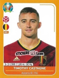 Sticker Timothy Castagne - UEFA Euro 2020 Preview. 528 stickers version n. BEL10 - Panini