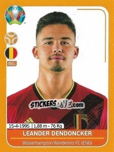 Sticker Leander Dendoncker - UEFA Euro 2020 Preview. 528 stickers version n. BEL17 - Panini