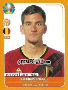 Sticker Dennis Praet - UEFA Euro 2020 Preview. 528 stickers version n. BEL18 - Panini