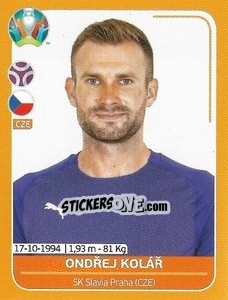 Sticker Ondřej Kolář - UEFA Euro 2020 Preview. 528 stickers version - Panini