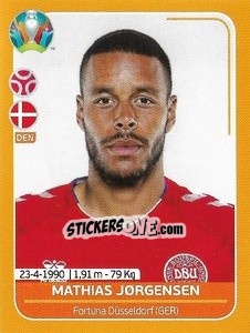 Sticker Mathias Jørgensen - UEFA Euro 2020 Preview. 528 stickers version n. DEN11 - Panini