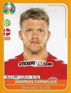 Sticker Andreas Cornelius - UEFA Euro 2020 Preview. 528 stickers version n. DEN21 - Panini