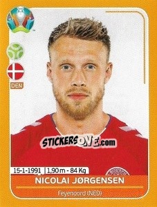Sticker Nicolai Jørgensen - UEFA Euro 2020 Preview. 528 stickers version n. DEN24 - Panini