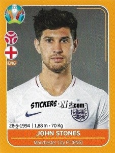 Sticker John Stones - UEFA Euro 2020 Preview. 528 stickers version - Panini
