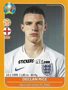 Sticker Declan Rice - UEFA Euro 2020 Preview. 528 stickers version - Panini