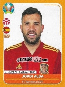 Sticker Jordi Alba - UEFA Euro 2020 Preview. 528 stickers version - Panini