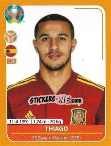 Sticker Thiago Alcántara - UEFA Euro 2020 Preview. 528 stickers version - Panini