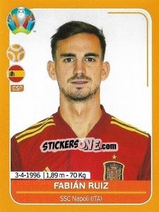 Sticker Fabián Ruiz - UEFA Euro 2020 Preview. 528 stickers version n. ESP21 - Panini