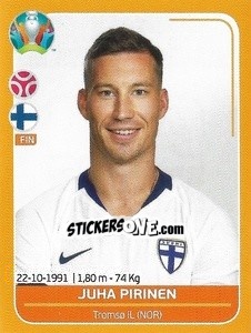 Sticker Juha Pirinen - UEFA Euro 2020 Preview. 528 stickers version n. FIN8 - Panini