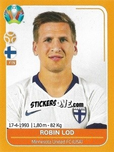 Sticker Robin Lod - UEFA Euro 2020 Preview. 528 stickers version n. FIN16 - Panini