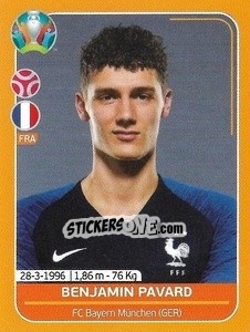 Sticker Benjamin Pavard - UEFA Euro 2020 Preview. 528 stickers version n. FRA7 - Panini