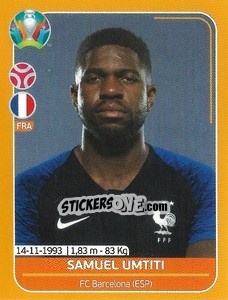 Sticker Samuel Umtiti - UEFA Euro 2020 Preview. 528 stickers version n. FRA13 - Panini