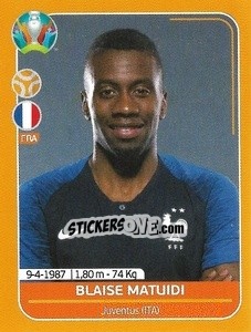 Sticker Blaise Matuidi - UEFA Euro 2020 Preview. 528 stickers version n. FRA17 - Panini
