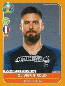 Sticker Olivier Giroud - UEFA Euro 2020 Preview. 528 stickers version - Panini