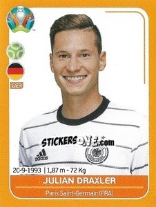 Sticker Julian Draxler - UEFA Euro 2020 Preview. 528 stickers version - Panini