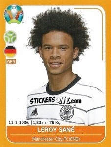 Sticker Leroy Sané - UEFA Euro 2020 Preview. 528 stickers version n. GER23 - Panini