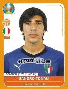 Sticker Sandro Tonali - UEFA Euro 2020 Preview. 528 stickers version n. ITA19 - Panini
