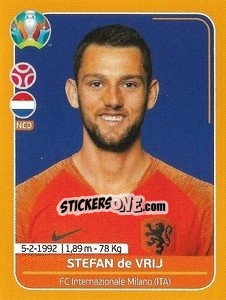 Sticker Stefan de Vrij - UEFA Euro 2020 Preview. 528 stickers version n. NED11 - Panini