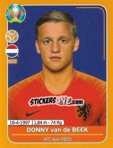 Sticker Donny van de Beek - UEFA Euro 2020 Preview. 528 stickers version - Panini