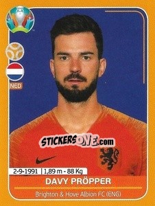Sticker Davy Pröpper - UEFA Euro 2020 Preview. 528 stickers version n. NED19 - Panini