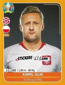 Sticker Kamil Glik - UEFA Euro 2020 Preview. 528 stickers version - Panini