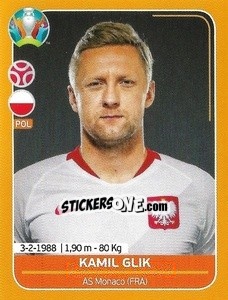 Sticker Kamil Glik - UEFA Euro 2020 Preview. 528 stickers version n. POL8 - Panini