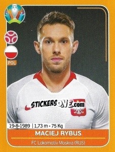 Sticker Maciej Rybus - UEFA Euro 2020 Preview. 528 stickers version n. POL9 - Panini