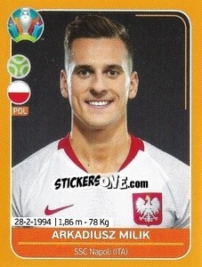 Sticker Arkadiusz Milik - UEFA Euro 2020 Preview. 528 stickers version - Panini