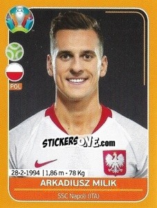 Cromo Arkadiusz Milik - UEFA Euro 2020 Preview. 528 stickers version - Panini