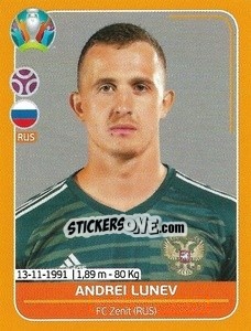 Sticker Andrei Lunev - UEFA Euro 2020 Preview. 528 stickers version - Panini