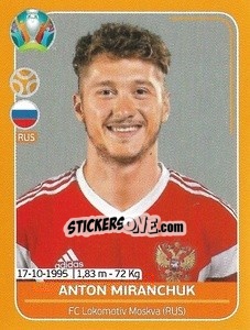 Sticker Anton Miranchuk - UEFA Euro 2020 Preview. 528 stickers version - Panini