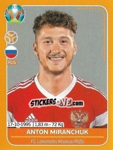 Sticker Anton Miranchuk - UEFA Euro 2020 Preview. 528 stickers version n. RUS23 - Panini