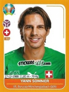 Sticker Yann Sommer - UEFA Euro 2020 Preview. 528 stickers version - Panini