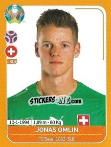 Sticker Jonas Omlin - UEFA Euro 2020 Preview. 528 stickers version n. SUI7 - Panini