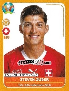 Sticker Steven Zuber - UEFA Euro 2020 Preview. 528 stickers version n. SUI20 - Panini