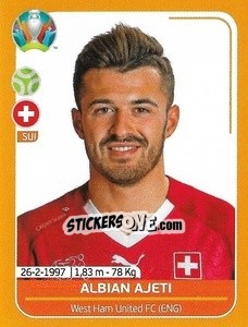 Sticker Albian Ajeti - UEFA Euro 2020 Preview. 528 stickers version n. SUI25 - Panini