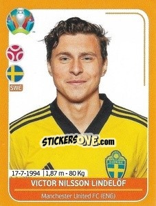 Sticker Victor Nilsson Lindelöf - UEFA Euro 2020 Preview. 528 stickers version n. SWE13 - Panini