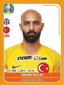 Sticker Sinan Bolat - UEFA Euro 2020 Preview. 528 stickers version n. TUR6 - Panini