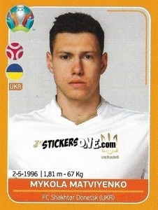 Sticker Mykola Matviyenko - UEFA Euro 2020 Preview. 528 stickers version - Panini