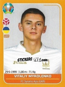 Sticker Vitaliy Mykolenko - UEFA Euro 2020 Preview. 528 stickers version - Panini