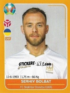Sticker Serhiy Bolbat - UEFA Euro 2020 Preview. 528 stickers version n. UKR12 - Panini