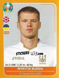 Sticker Mykyta Burda - UEFA Euro 2020 Preview. 528 stickers version n. UKR13 - Panini