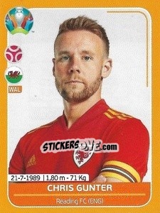 Sticker Chris Gunter - UEFA Euro 2020 Preview. 528 stickers version n. WAL8 - Panini