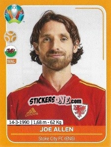 Sticker Joe Allen - UEFA Euro 2020 Preview. 528 stickers version n. WAL17 - Panini